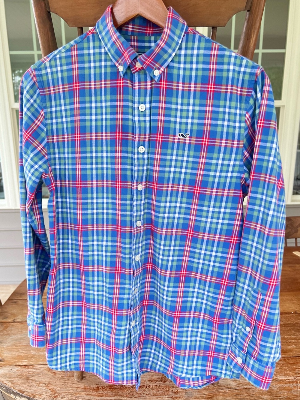 Vineyard Vines Boys Whale Shirt Flannel Button Down Cotton Large 16